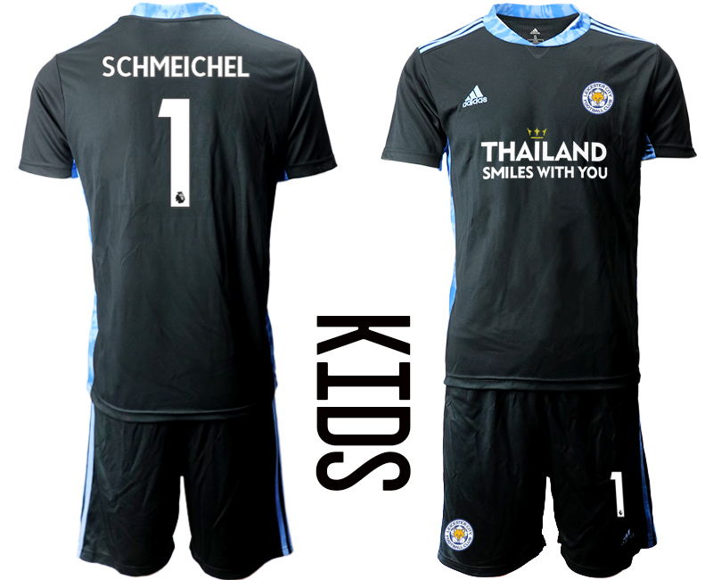 Youth 2020-2021 club Leicester City black goalkeeper #1 Soccer Jerseys1